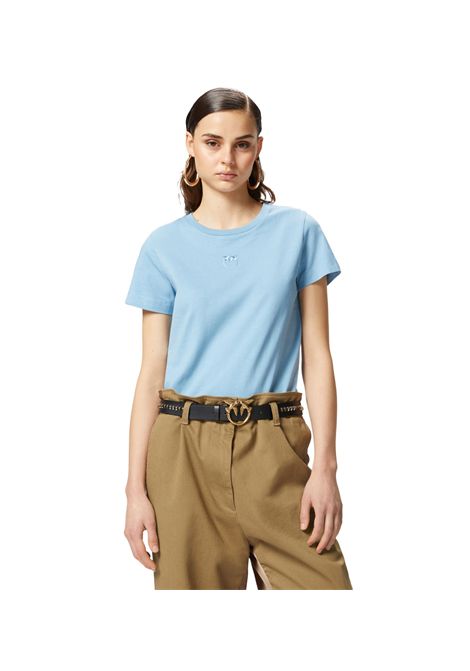 T-shirt Pinko donna 100355 A2HN celeste maniche corte logo ricamato PINKO | T shirt | 100355 A2HNE63